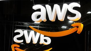 AWS logo pictured during the Viva Technology show at Parc des Expositions Porte de Versailles on May 22, 2024 in Paris, France.